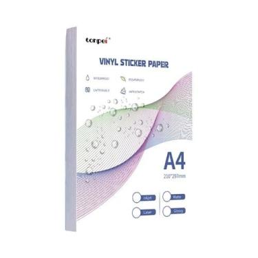 Imagem de Papel Adesivo Vinílico A4 Impermeável, Resistente a Rasgos E Arranhões