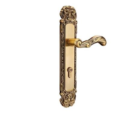 Imagem de BEGWVDJTP Trava de maçaneta dupla face europeia liga de alumínio silenciosa antifurto fechadura de porta de madeira de luxo com chave (A1_85MM)