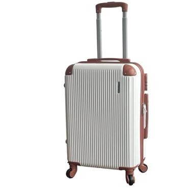 Imagem de Mala de Bordo ABS 10kg 17” a 21” Polegadas Mala de Viagem com Rodinhas 360° Cadeado Código (Branco-20”(10KG) Modelo-W)