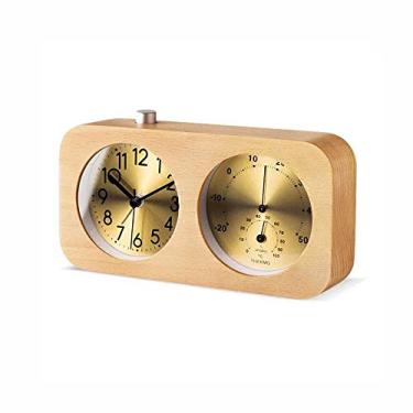 Imagem de Relógio de quartzo criativo moderno, relógio de mesa simples de madeira maciça, relógio de mesa de dupla face, relógio de mesa retrô criativo para sala de estar