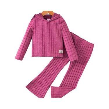 Imagem de Conjunto De Moletom Com Capuz E Calças Flare Para Meninas, 2 Peças Par