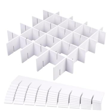Imagem de AHANDMAKER Pacote com 16 divisórias de gaveta brancas organizadores de plástico PVC bandejas ajustáveis para roupas íntimas meias, cozinha, banheiro, escritório, decoração de casa, 39 x 7 cm