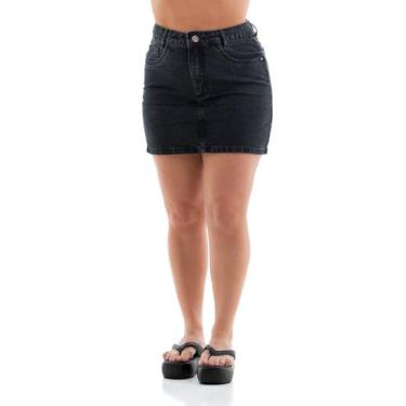 Imagem de Saia Jeans Feminina Arauto Mom Black, Preto, 42
