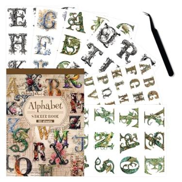 Imagem de 50 folhas de alfabeto e letras numéricas adesivos para scrapbooking, diário e artesanato DIY, letras adesivas de vinil para materiais de scrapbook, agendas, planejadores e projetos decorativos