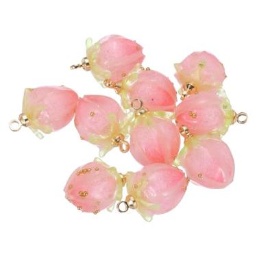Imagem de Generic 0,6 x 0,4 contas de flores, 10 peças de contas de flores de acrílico, mini pingente de rosa para pulseiras, brincos, colares, fabricação de joias e artesanato DIY, rosa