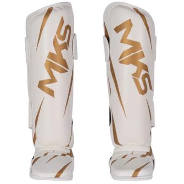 Imagem de Caneleira Muay Thai Kickboxing MMA Champions Branco e Dourado - MKS Combat (GG)