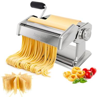 Imagem de Izzydodo Conjunto de máquina de fazer macarrão com rolo e cortador 2 em 1, escorredor e 9 configurações de espessura – Faça espaguete, fettuccine, lasanha e mais1