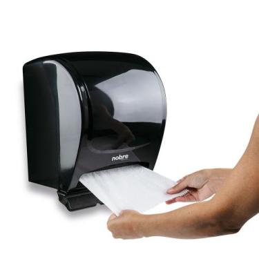 Imagem de Dispenser C/Alavanca Para Papel Toalha Bobina Branco/Preto Nobre GOEDE