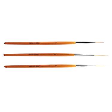 Imagem de Naroote Pincéis de Forro para Arte Em Unhas, Conjunto Durável de 3 Peças para Linhas de Desenho, Detalhes Finos, Flores, Laranja