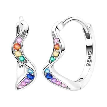 Imagem de Brincos De Argola De Coração Com Pérola Lunar E Cristal Em Prata Ester