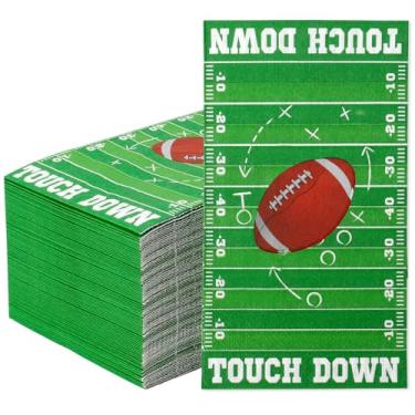 Imagem de Guardanapos de futebol, 100 peças de decorações de festa Superbowl, guardanapos de papel de futebol descartáveis, toalhas de mão decorativas de toque verde para convidados para banheiro para decoração