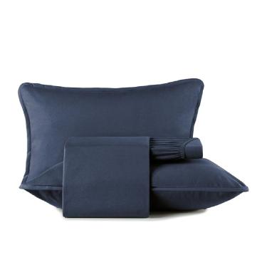 Imagem de Jogo Cama King 4 Pcs Malha Fio Penteado Azul Altenburg