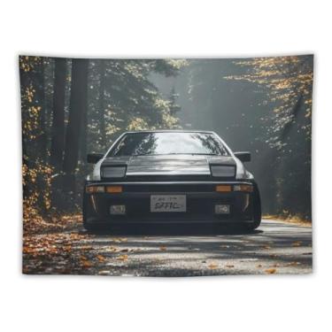 Imagem de HouLaiZhe JDM Tapeçaria de carro Jdm Ae86 Luzes de pular Carro Esportivo Suspensão na Parede Quarto Decoração de Casa Tapeçarias Estética Piquenique Decoração de Parede Arte de Parede para Dormitório