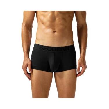 Imagem de Cueca boxer masculina de algodão absorvente de suor confortável e resp