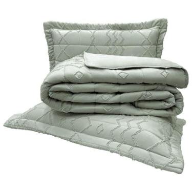 Imagem de Kit Cobre Leito Colcha Stylo Casal Dupla Face 3 Peças - Cinza - 100% P