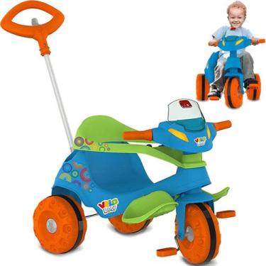 Imagem de Triciclo Carrinho Passeio e Pedal Bandeirante Velobaby Azul