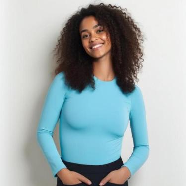 Imagem de Camiseta Feminina Manga Longa Uv50 Inverno/verão Azul Claro - Everest 