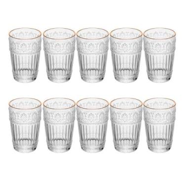 Imagem de Jogo 10 Copo Mauve com Fio de Ouro 350ml de Cristal Ecológico Wolff