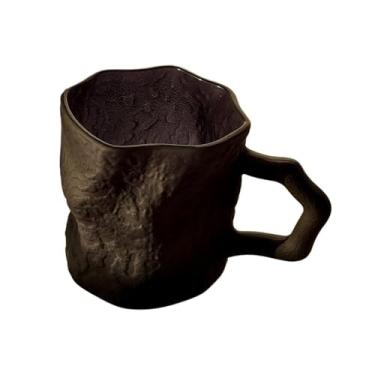 Imagem de x3anggyt5 Copo para beber com textura de geleira, copos de vidro transparente sólido com alça para água, suco de leite, café (preto)