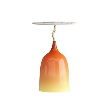 Imagem de Mesa de centro moderna, mesa de cabeceira colorida gradiente, para sala de estar, quarto, leite, chá, cafeteria, mesa lateral simples e móvel pequena (laranja)