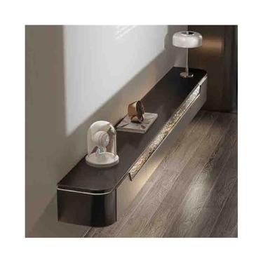 Imagem de KHUTRW3D Suporte de TV flutuante de 240 cm para console de mídia, suporte de TV flutuante de luxo moderno com decoração de vidro ondulado de água, armário de TV flutuante grande para armazenamento