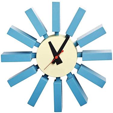 Imagem de Ótimo relógio de parede moderno relógio de parede silencioso sem ruído de tique-taque relógio de parede decorativo para cozinha, sala de estar, quarto, 29 x 29 x 7 cm, vermelho (azul)