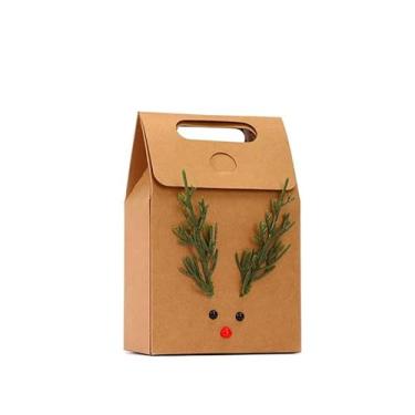 Imagem de Sacola de Papel Kraft Presente Bolsa Mão Cartoon Embalagem Decoração Petiscos e Doces Ambientalmente Amigável resistente com Janela Transparente para