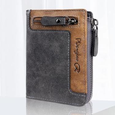 Imagem de Carteira masculina com zíper – Suporte para cartão de crédito com bloqueio RFID com grande capacidade, Preto, Carteira masculina com zíper