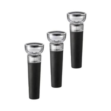 Imagem de Tampa De Garrafa Reutilizável Com Bomba De Vácuo Preta, Vedação Hermét