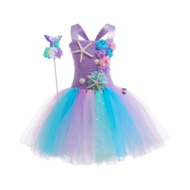 Imagem de Vestido Tutu De Sereia Com Apliques De Estrela Do Mar Em Coral, Vestid