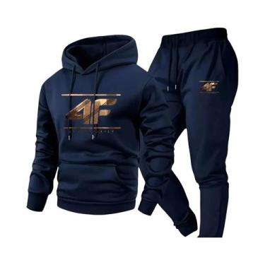 Imagem de Conjunto De Moletom Masculino Bege E Preto Em Tecido Ecológico Com Est