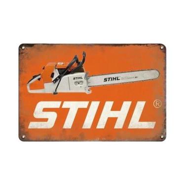 Imagem de Placa De Metal Retrô Vintage Da Marca Stihl Para Decoração De Parede E