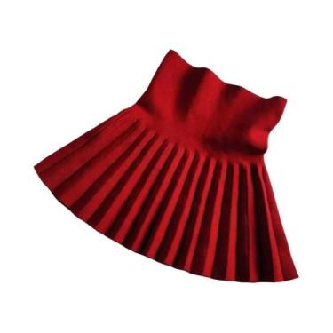 Imagem de Saia Curta Plissada De Cintura Alta Para Meninas, Cor Sólida, Outono I