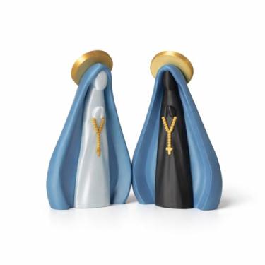 Imagem de Estátua Decorativa Nossa Senhora Aparecida 13cm Manto Colorido Personalizado Detalhes em Dourado,Imagem Decorativa Nossa Senhora Aparecida Imagem catolica (Azul, Branco (Corpo))