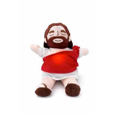 Imagem de Pelúcia que Acalma, Naninha Respira e Ajuda na Hora de Dormir Brinquedo Meu Jesus Vive, Luzes e Sons Relaxantes | Figura Jesus que Respira Peluche - Um Presente de Amor e Fé 38cm (Vermelho)