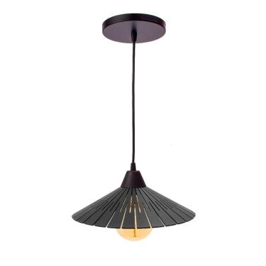 Imagem de Luminária Teto Lustre Pendente Balcão Cozinha Sala Mdf Cabo Cor:preto