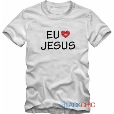 Imagem de Camiseta Fé Evangélica Gospel Eu Amo Jesus - BLACKCHIC, Branco, GG