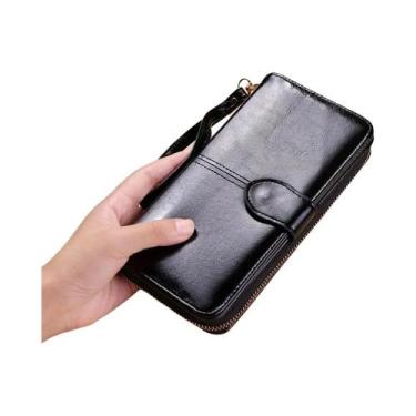 Imagem de Carteira Clutch Vintage De Couro PU Para Mulheres Com Grande Capacidad