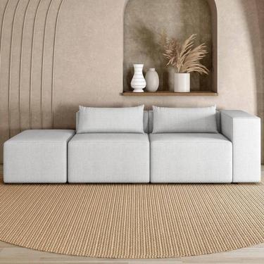 Imagem de Sofá 4 Lugares 303cm com Puff Esquerdo Fay Linho Gelo Z55 - Mpozenato