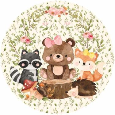 Imagem de Painel de Tecido Sublimado Redondo floresta bichos c/Elástico - Fabrik
