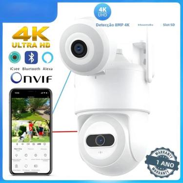 Imagem de Câmera Externa PTZ Wifi 8MP 4K Com Lentes Duplas E Telas Duplas, Visão