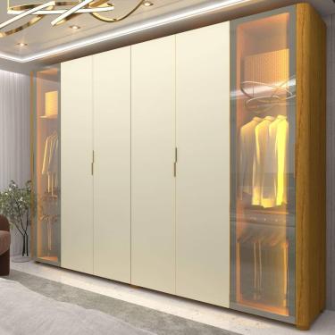 Imagem de Guarda Roupa Casal Reflecta LED Innova Naturale Off White - Gelius	