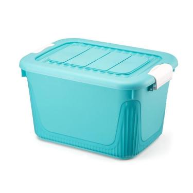 Imagem de Caixa Organizadora Container 80 Trava/roda Plasnorthon Cor Esmeralda