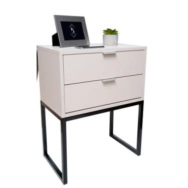 Imagem de Kit 2 Mesas Cabeceira Industrial Off White Eco 30Cm 2 - Fl Decor