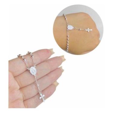 Imagem de Pulseira terço pérola banhado a Ouro/Prata - Cy semijoias , Pulseira t