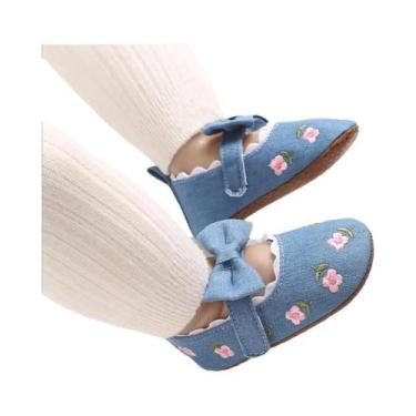 Imagem de Tênis Princesa Flor Para Bebês Com Solado Macio Em Tecido Para Primeir
