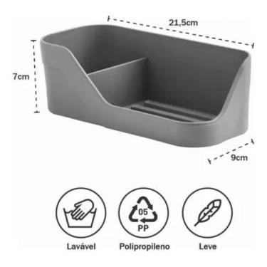Imagem de Organizador De Pia Ou Porta Esponja Detergente - - OU Plástico, Cinza