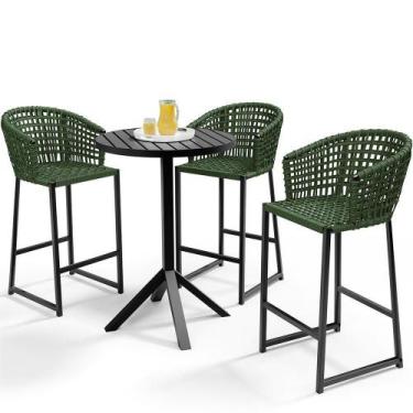 Imagem de Kit Mesa Bistrô Com 03 Banquetas Área Gourmet D04 Verde - LYAM DECOR