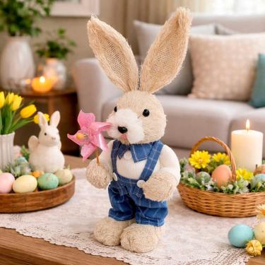 Imagem de Coelho Decoração Páscoa Enfeite Coelhinho Artesanal De 33cm