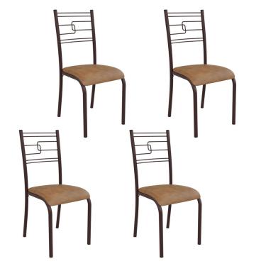 Imagem de Kit 4 Cadeiras Ella Estrutura Em Aço Marrom E Tecido Jambo